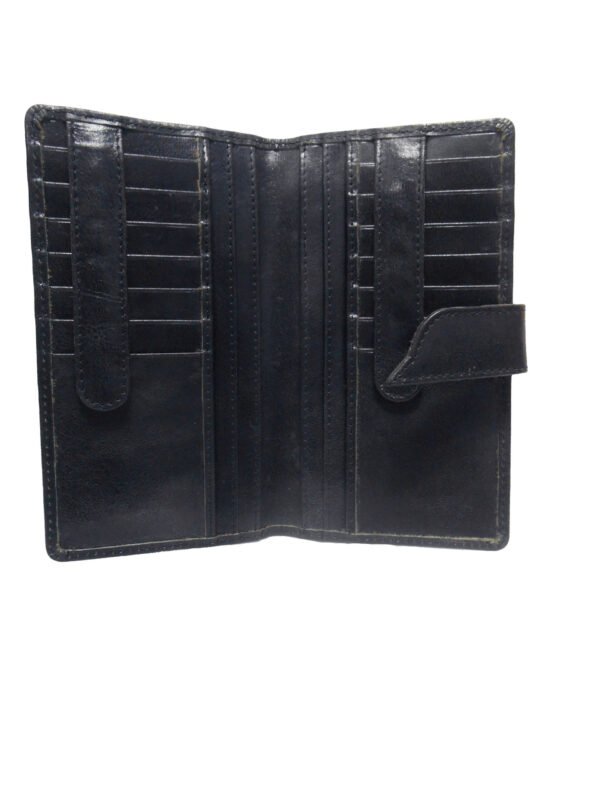 Crackle Leather Multi-Card Long Wallet – Navy